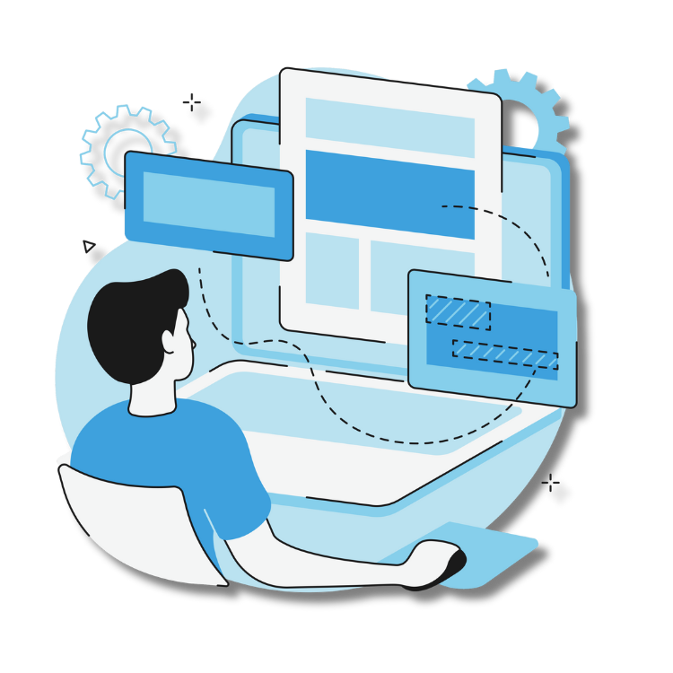 Local Business Leads - Local Searches Booming - man looking at computer windows doing local search for business services (illustration)