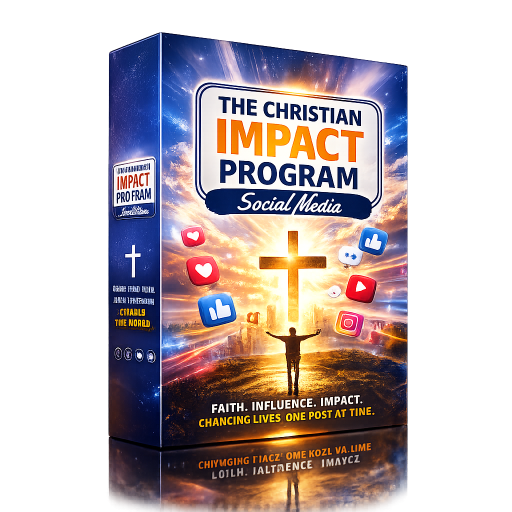 Christian Impact Program - Social Media - 3D box - image of the cross lit up with social media icons floating around it!