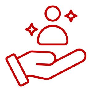 Hand holding a person icon