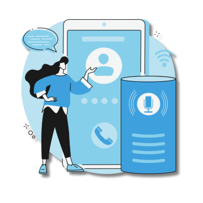 Find Your Flow® Publishing - Local Business Leads - Schedule A Call, Woman graphic standing in front of a large cell phone.